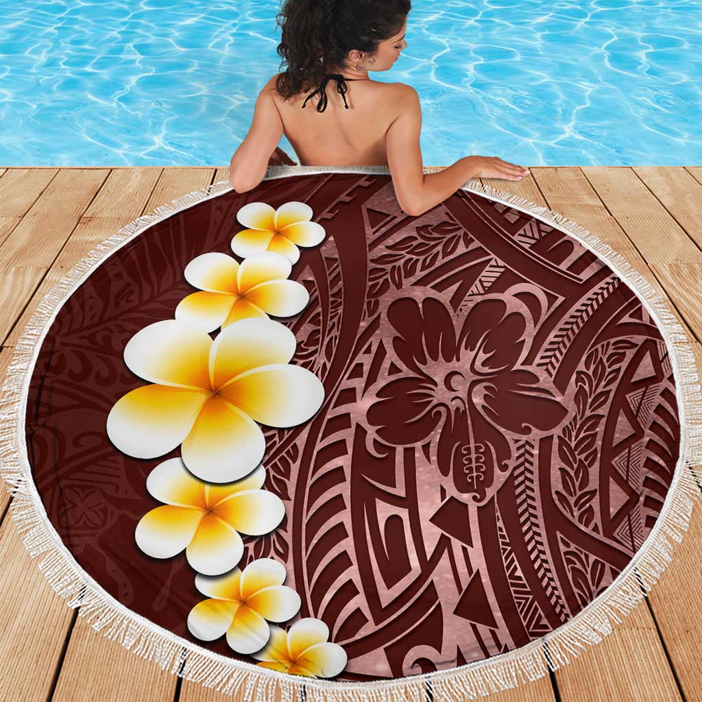 Oxblood Tropical Plumeria With Galaxy Polynesian Art Beach Blanket LT14 - Polynesian Pride