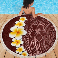 Oxblood Tropical Plumeria With Galaxy Polynesian Art Beach Blanket LT14 - Polynesian Pride