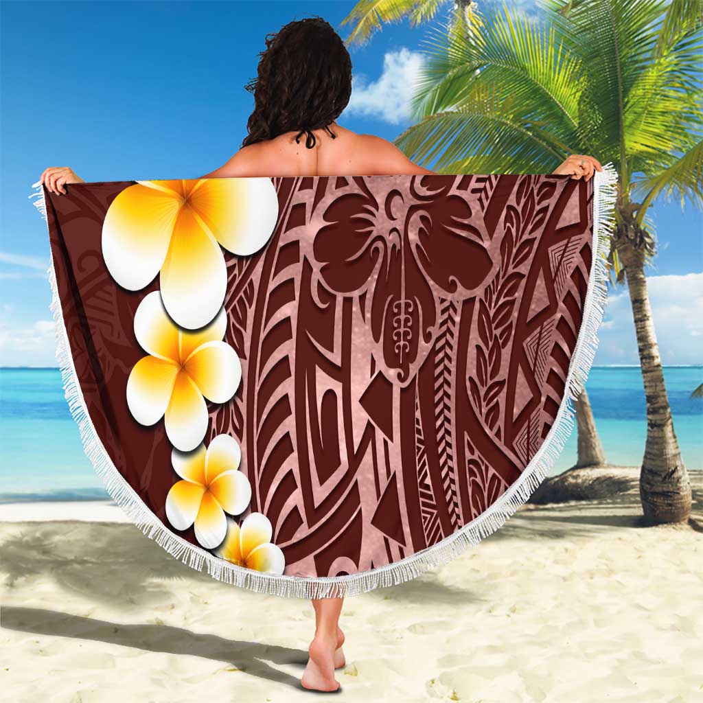 Oxblood Tropical Plumeria With Galaxy Polynesian Art Beach Blanket LT14 - Polynesian Pride