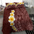 Oxblood Tropical Plumeria With Galaxy Polynesian Art Bedding Set