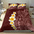 Oxblood Tropical Plumeria With Galaxy Polynesian Art Bedding Set