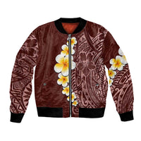 Oxblood Tropical Plumeria With Galaxy Polynesian Art Bomber Jacket LT14 Unisex Oxblood - Polynesian Pride