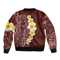 Oxblood Tropical Plumeria With Galaxy Polynesian Art Bomber Jacket LT14 - Polynesian Pride