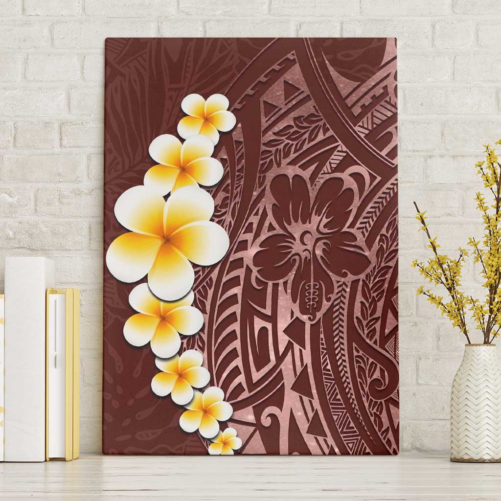 Oxblood Tropical Plumeria With Galaxy Polynesian Art Canvas Wall Art LT14 Without Frame Oxblood - Polynesian Pride