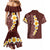 Oxblood Tropical Plumeria With Galaxy Polynesian Art Couples Matching Mermaid Dress and Hawaiian Shirt