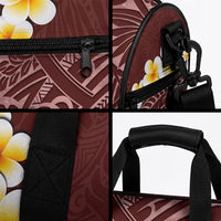 Oxblood Tropical Plumeria With Galaxy Polynesian Art Duffle Bag