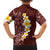 Oxblood Tropical Plumeria With Galaxy Polynesian Art Family Matching Off Shoulder Maxi Dress and Hawaiian Shirt