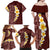 Oxblood Tropical Plumeria With Galaxy Polynesian Art Family Matching Off Shoulder Maxi Dress and Hawaiian Shirt