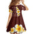 Oxblood Tropical Plumeria With Galaxy Polynesian Art Family Matching Off Shoulder Short Dress and Hawaiian Shirt