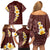 Oxblood Tropical Plumeria With Galaxy Polynesian Art Family Matching Off Shoulder Short Dress and Hawaiian Shirt