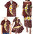 Oxblood Tropical Plumeria With Galaxy Polynesian Art Family Matching Puletasi and Hawaiian Shirt