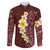 Oxblood Tropical Plumeria With Galaxy Polynesian Art Family Matching Puletasi and Hawaiian Shirt