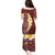 Oxblood Tropical Plumeria With Galaxy Polynesian Art Family Matching Puletasi and Hawaiian Shirt