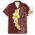 Oxblood Tropical Plumeria With Galaxy Polynesian Art Family Matching Short Sleeve Bodycon Dress and Hawaiian Shirt