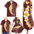 Oxblood Tropical Plumeria With Galaxy Polynesian Art Family Matching Summer Maxi Dress and Hawaiian Shirt