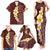 Oxblood Tropical Plumeria With Galaxy Polynesian Art Family Matching Tank Maxi Dress and Hawaiian Shirt