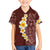 Oxblood Tropical Plumeria With Galaxy Polynesian Art Family Matching Tank Maxi Dress and Hawaiian Shirt