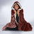 Oxblood Tropical Plumeria With Galaxy Polynesian Art Hooded Blanket