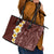 Oxblood Tropical Plumeria With Galaxy Polynesian Art Leather Tote Bag