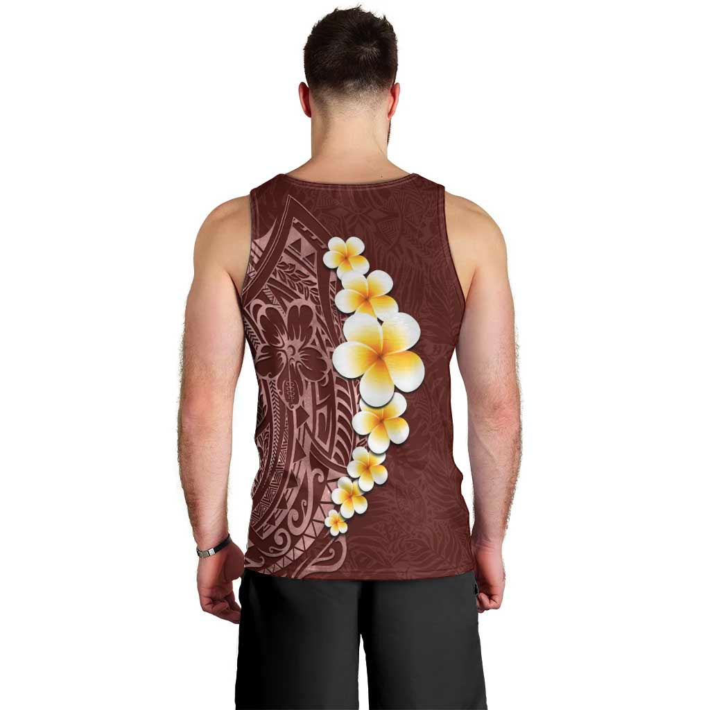 Oxblood Tropical Plumeria With Galaxy Polynesian Art Men Tank Top LT14 - Polynesian Pride