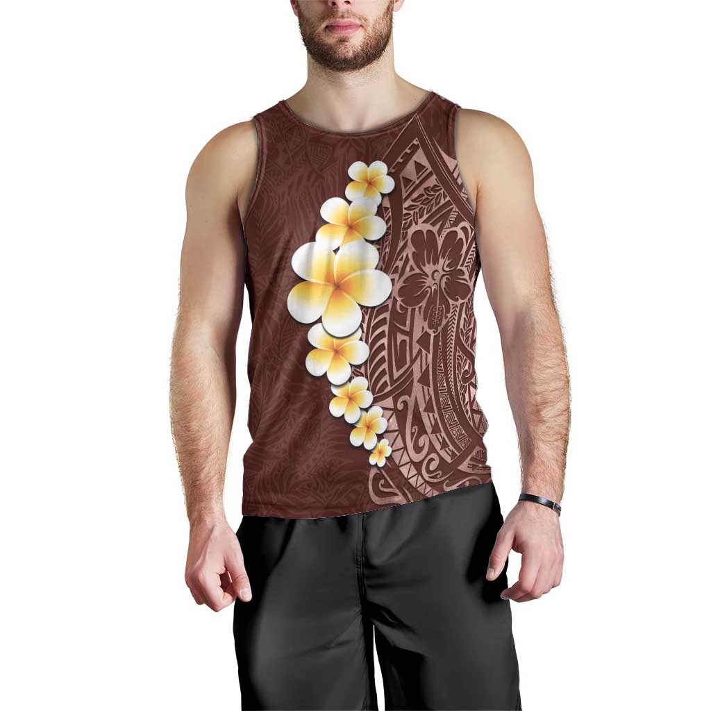 Oxblood Tropical Plumeria With Galaxy Polynesian Art Men Tank Top LT14 - Polynesian Pride