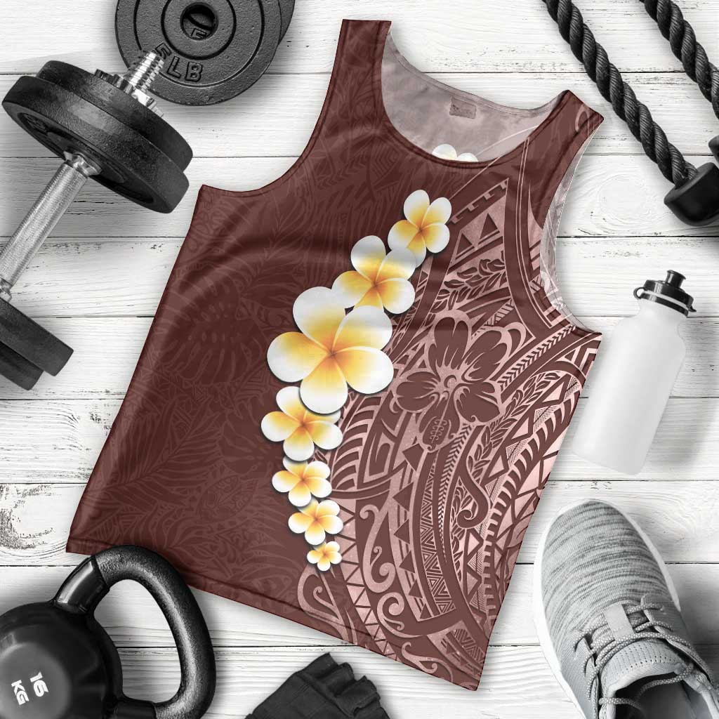 Oxblood Tropical Plumeria With Galaxy Polynesian Art Men Tank Top LT14 - Polynesian Pride