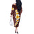 Oxblood Tropical Plumeria With Galaxy Polynesian Art Off The Shoulder Long Sleeve Dress