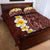 Oxblood Tropical Plumeria With Galaxy Polynesian Art Quilt Bed Set