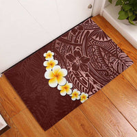 Oxblood Tropical Plumeria With Galaxy Polynesian Art Rubber Doormat LT14 - Polynesian Pride