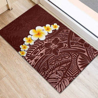 Oxblood Tropical Plumeria With Galaxy Polynesian Art Rubber Doormat LT14 - Polynesian Pride