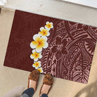 Oxblood Tropical Plumeria With Galaxy Polynesian Art Rubber Doormat LT14 - Polynesian Pride