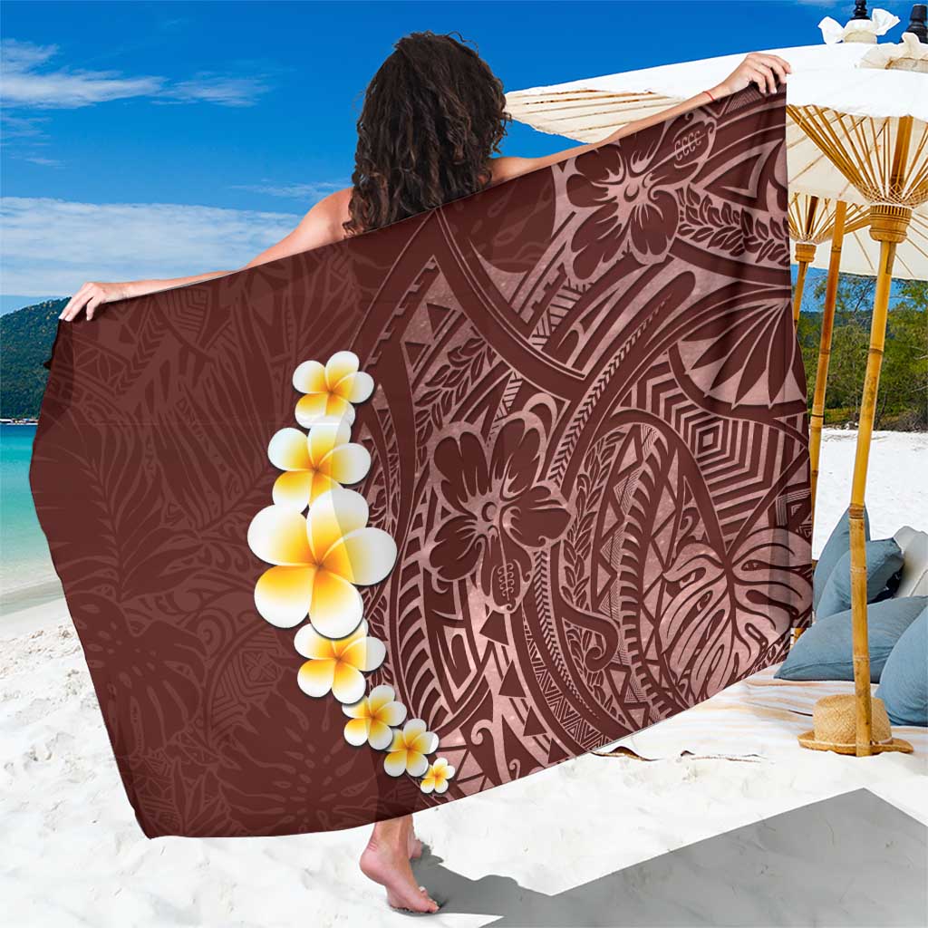 Oxblood Tropical Plumeria With Galaxy Polynesian Art Sarong LT14 One Size 44 x 66 inches Oxblood - Polynesian Pride