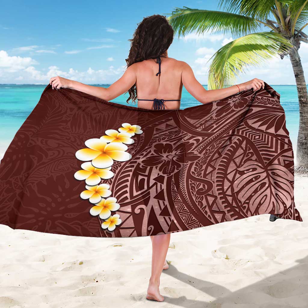 Oxblood Tropical Plumeria With Galaxy Polynesian Art Sarong LT14 - Polynesian Pride