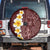 Oxblood Tropical Plumeria With Galaxy Polynesian Art Spare Tire Cover