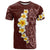 Oxblood Tropical Plumeria With Galaxy Polynesian Art T Shirt