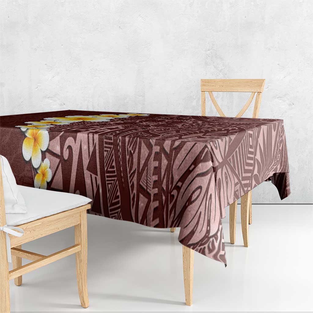 Oxblood Tropical Plumeria With Galaxy Polynesian Art Tablecloth LT14 - Polynesian Pride