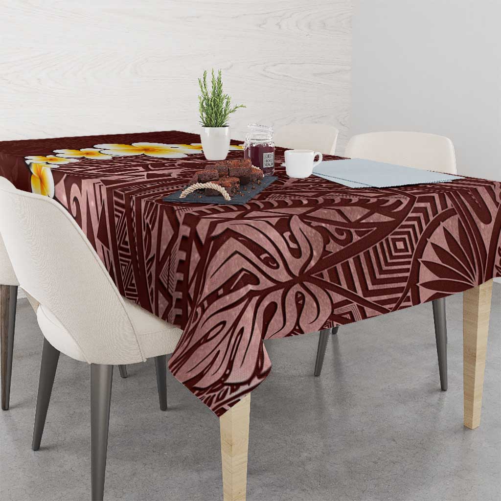 Oxblood Tropical Plumeria With Galaxy Polynesian Art Tablecloth LT14 - Polynesian Pride