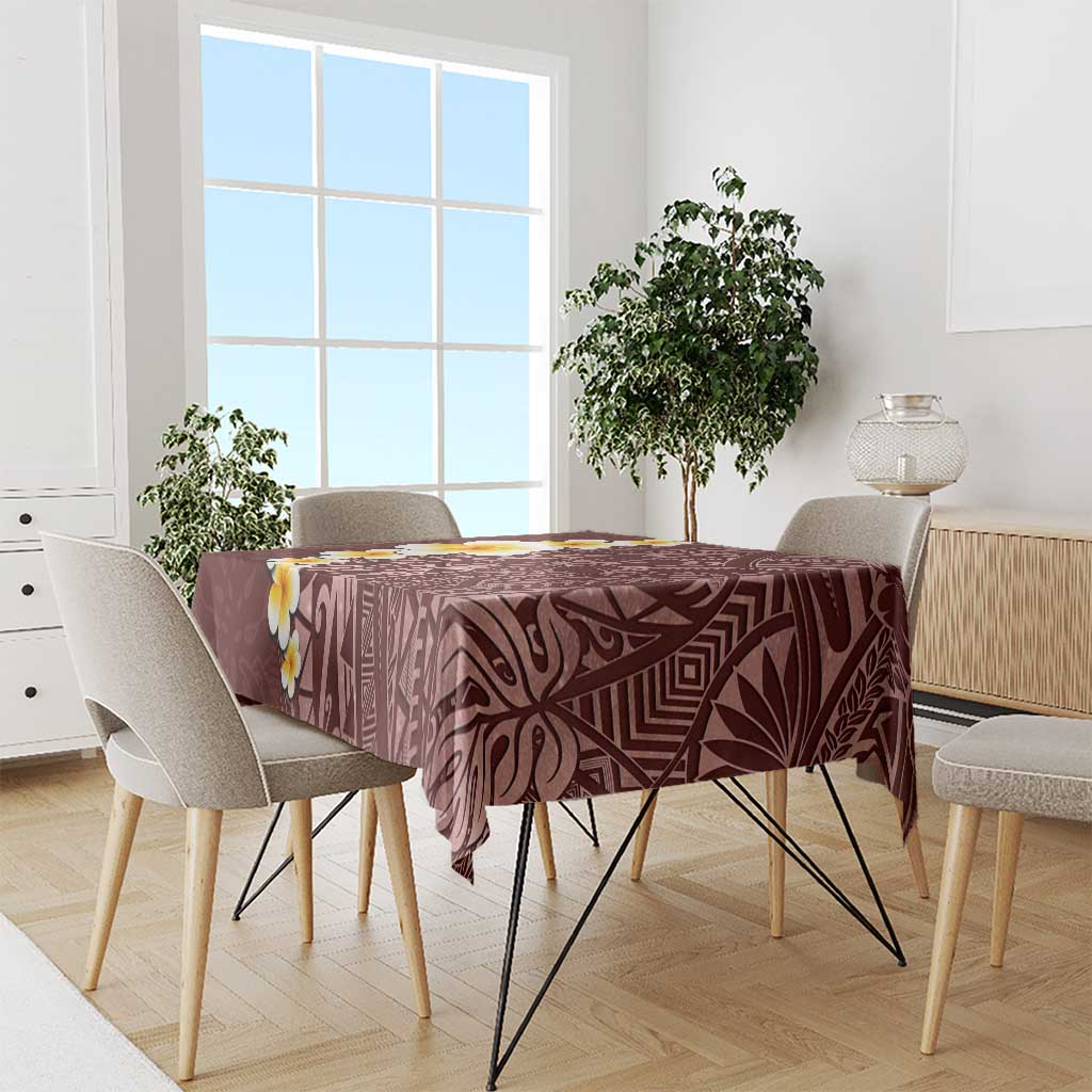 Oxblood Tropical Plumeria With Galaxy Polynesian Art Tablecloth LT14 - Polynesian Pride