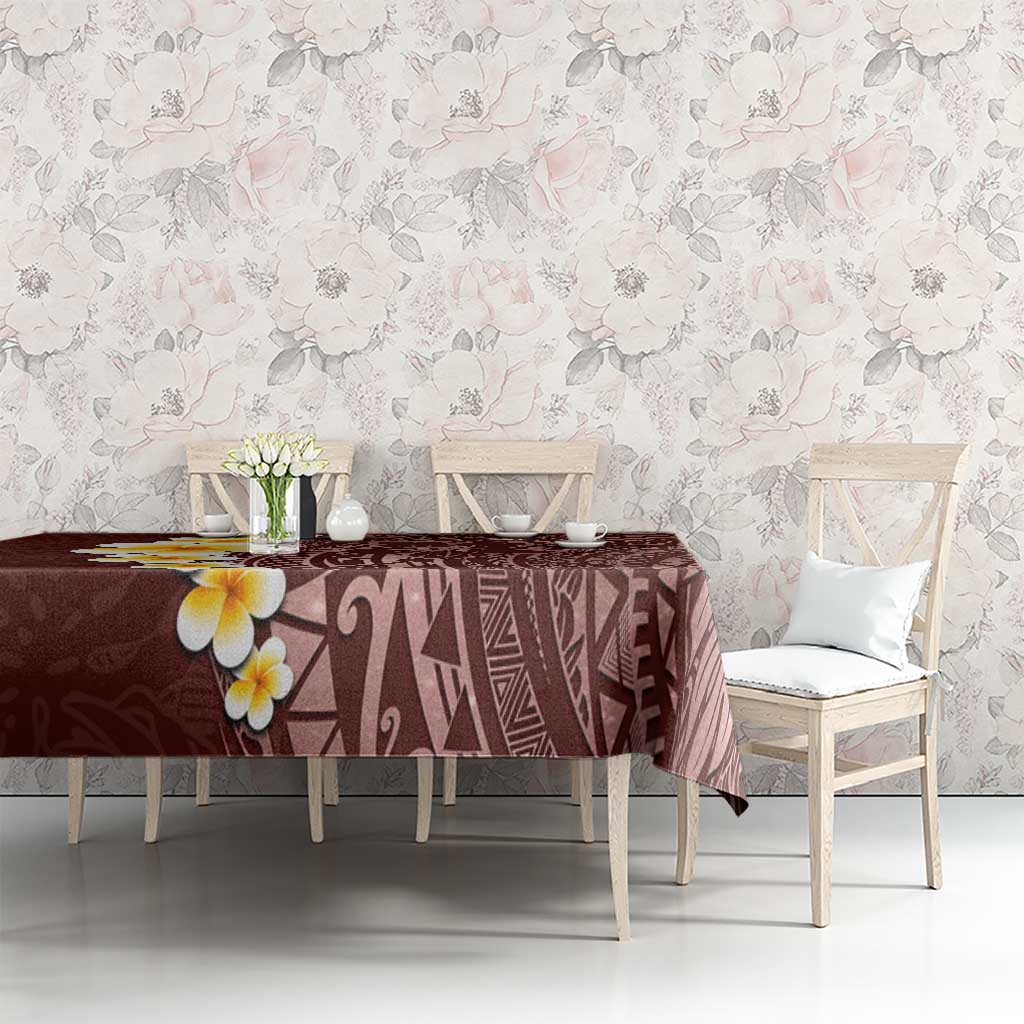 Oxblood Tropical Plumeria With Galaxy Polynesian Art Tablecloth LT14 - Polynesian Pride