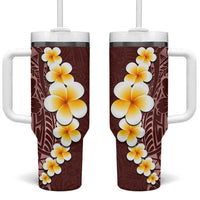 Oxblood Tropical Plumeria With Galaxy Polynesian Art Tumbler With Handle LT14 One Size: 40 oz Oxblood - Polynesian Pride