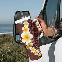 Oxblood Tropical Plumeria With Galaxy Polynesian Art Tumbler With Handle LT14 - Polynesian Pride