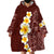 Oxblood Tropical Plumeria With Galaxy Polynesian Art Wearable Blanket Hoodie