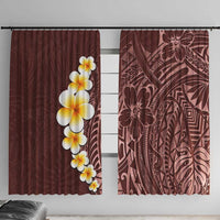 Oxblood Tropical Plumeria With Galaxy Polynesian Art Window Curtain LT14 With Hooks Oxblood - Polynesian Pride