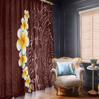 Oxblood Tropical Plumeria With Galaxy Polynesian Art Window Curtain LT14 - Polynesian Pride