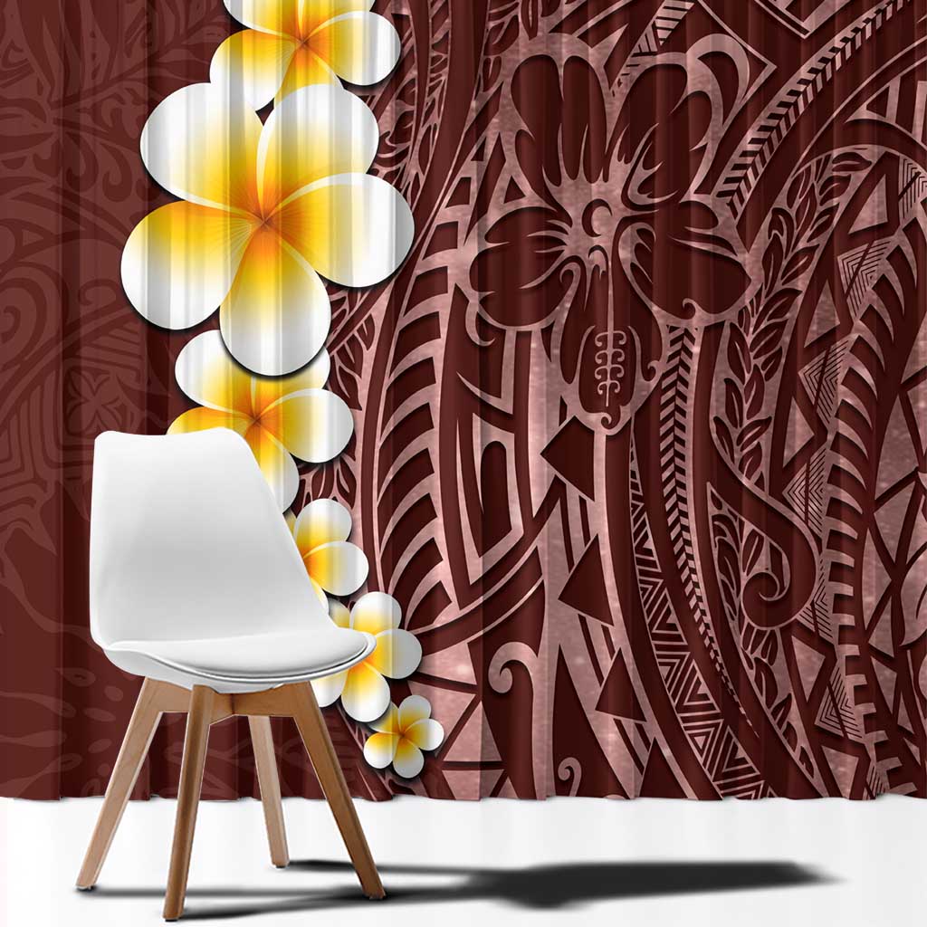 Oxblood Tropical Plumeria With Galaxy Polynesian Art Window Curtain LT14 - Polynesian Pride