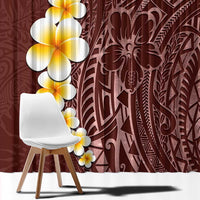 Oxblood Tropical Plumeria With Galaxy Polynesian Art Window Curtain LT14 - Polynesian Pride