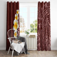 Oxblood Tropical Plumeria With Galaxy Polynesian Art Window Curtain LT14 - Polynesian Pride