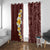 Oxblood Tropical Plumeria With Galaxy Polynesian Art Window Curtain