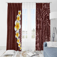 Oxblood Tropical Plumeria With Galaxy Polynesian Art Window Curtain LT14 - Polynesian Pride