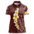 Oxblood Tropical Plumeria With Galaxy Polynesian Art Women Polo Shirt